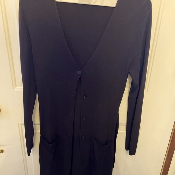 Max Studio long button down ribbed sweater. Front pockets on both sides. - Picture 1 of 5